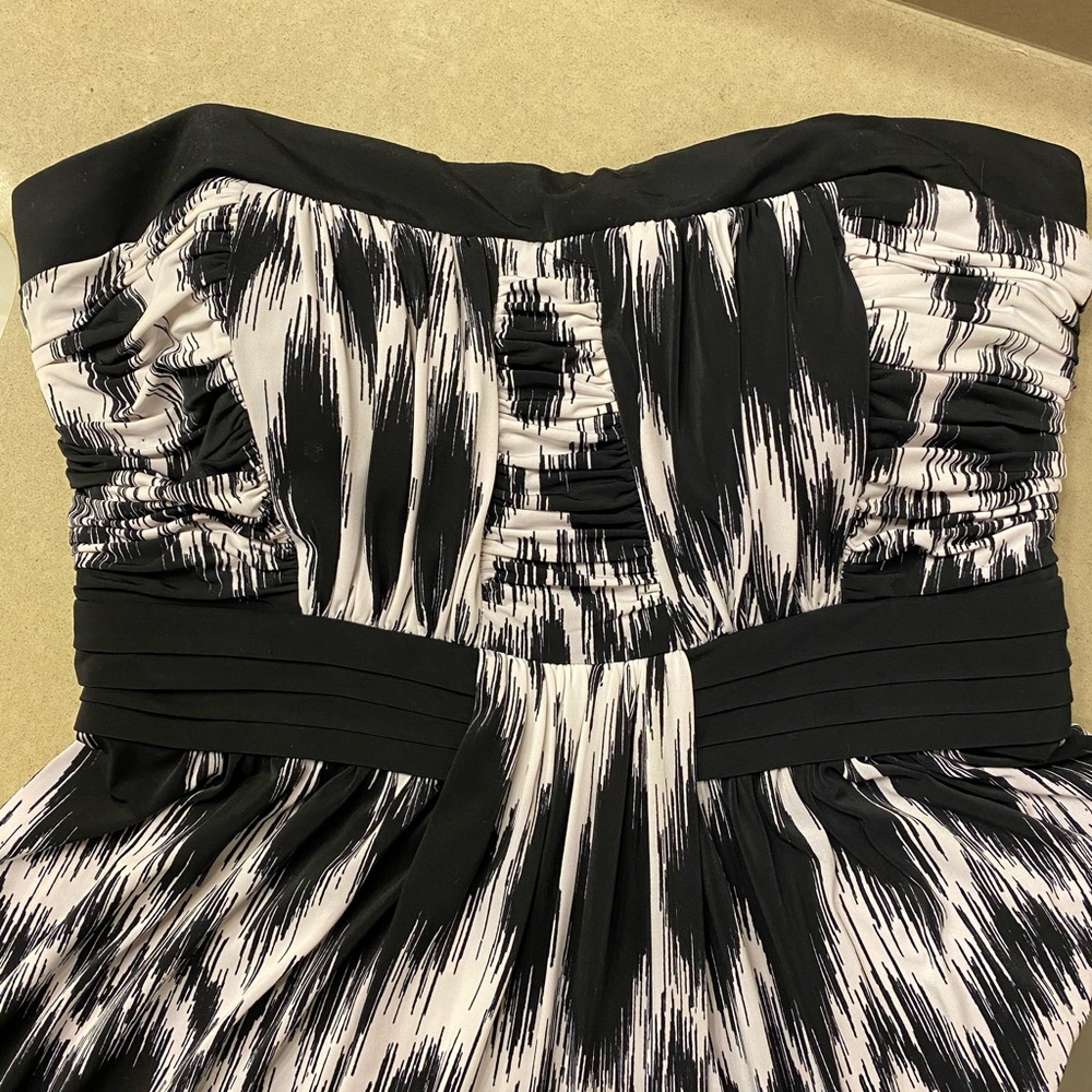 Max & Cleo Black & White Strapless Maxi Jersey Dress Sz 6